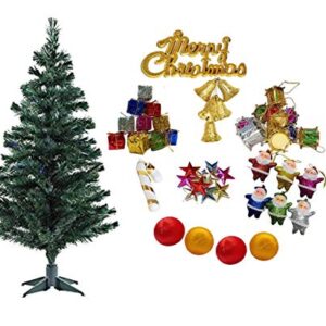 Christmas Xmas Tree with 69 Decoration Ornaments 4 feet for Home Decoration- X-mas Tree for Christmas Décor with Props- Home Office Living Room Décor- Christmas Gifts Tree with Plastic Stand