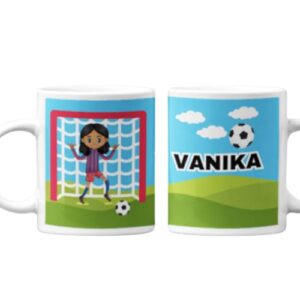 Stara KIDS - Soccer Player Design - Personalised Happy Birthday Mug for Girls : Add Upto 8 Characters to Spread Personalised Birthday Cheer | Customised Mug in Eco-Friendly, Green Packaging