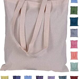ATMOS GREEN 20 COLORS | 5 | 12 | 20 | 50 | 100 | 200 Pack 15 X 16 Inch NATURAL color Recycled Cotton tote bags eco friendly super strong great choice for schools promotion MADE in INDIA (5 Pack)