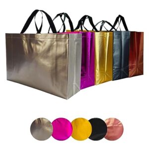 FABLOO Return Gift Bags Large Size 10 pcs Mettalic Nonwoven Bag Reusable & Eco-Friendly Gift Bag for Gifting Purpose, Tote Bags for Women Size 17 x 12 x 5 inches (Multicolor, 10)