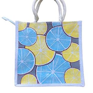 Green-o-Tech India Eco-Friendly 100% Jute Bag, Yellow And Blue (Pack of 1)