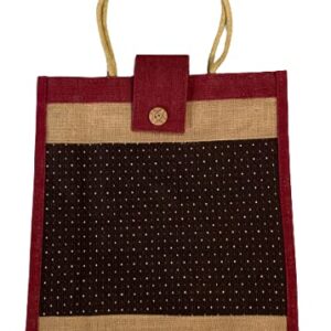 Business Group India Eco friendly Jute Bags with Handle Double Locking Velcro + Zipper |Grocery Hand Bag|03