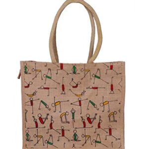 India Jutes Yoga Printed Shopping Bag | Multi-Purpose Bag | Shopping Bag | Office Purpose Bag | Simple Good Looking Bag | Grocery Bag | Eco Friendly Material Bag | Fashionable Bag