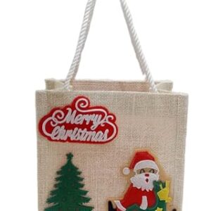 Srilipi Merry Christmas Santa Jute Bag, Christmas Gift Bags/Goodie Bags, Christmas Party Supplies, Christmas Kids Gifting, Eco-friendly Bags