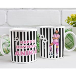 Stara KIDS - Soccer Lovers Design - Personalised Happy Birthday Mug for Girls : Add Upto 8 Characters to Spread Personalised Birthday Cheer | Customised Mug in Eco-Friendly, Green Packaging