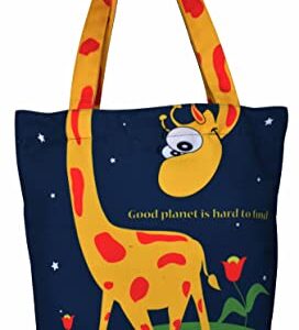 Planet Earth 100% Cotton Canvas Tote /Grocery/Shopping /Shoulder Bags for Women with Zipper Reusable and Washable Printed designer Eco Friendly Tote Multipurpose Bags with Inner Pockets (Color : Grey, Size: 14"x 4" x 16" Inch)