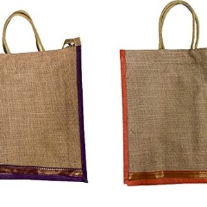 Business Group India Eco friendly Jute Bags with Handle |Grocery Hand Bag|Pack of 2|,01