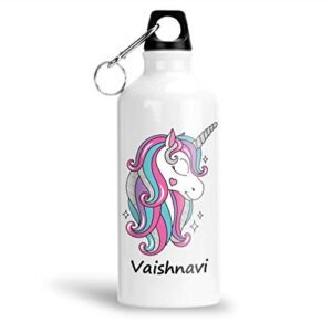FurnishFantasy Personalised Unicorn Aluminium 750ml Water Bottle for Kids - Best Happy Birthday Gift for Daughter, Sister, Return Gift, Name - Vaishnavi