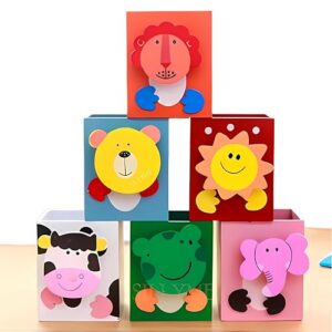 SILLYME Wooden Pencil Box Return Gifts Birthday Party for Kids - 6pcs | Birthday Return Gifts for Kids | Cute Animal Theme Stationery Placer Eco Friendly Bday Returns Gift Item in Bulk