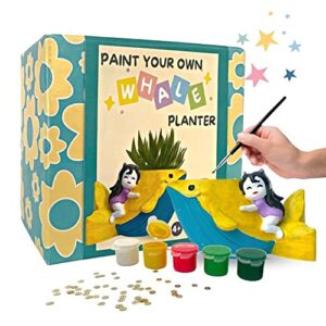Craftopedia Paint Your Own Whale Planter | DIY Art and Craft Kit | Eco-Friendly Ceramic Activity | Gift Set for Kids, Age 5,6,7+ (Paper Weight, Crayon Stand)