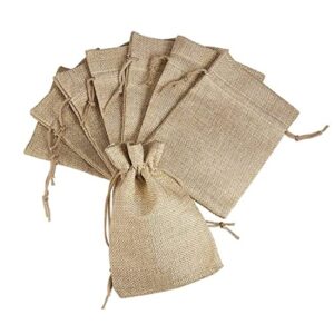 Beingelegant - 10X14 Cms Pack of 4_Jute Linen Gift Bags for Return Gifts Bags| Natural Jute Color |Drawstring eco-friendly, recycled, reusable for earrings, rings, jewelry