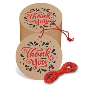 Clickedin " Thank You " Kraft Paper Tags | Eco-Friendly | Brown Tags with Thread | 50 Pieces