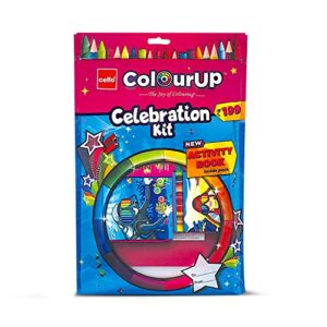 Cello ColourUp Celebration Kit|Colouring Kit includes includes Crayons, Sketch Pens, Coloured Pens & Activity Book|Best Gift Set for Kids Birthdays, Return Gifts & Christmas Presents
