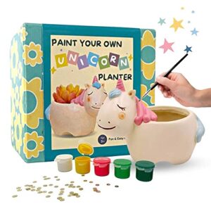 Craftopedia Paint Your Own Unicorn Planter Kit | DIY Art and Craft Eco-Friendly Ceramic Activity Kit Gift Set for Kids, Age 5,6,7+ (Paper Weight, Crayon Stand) (Unicorn)