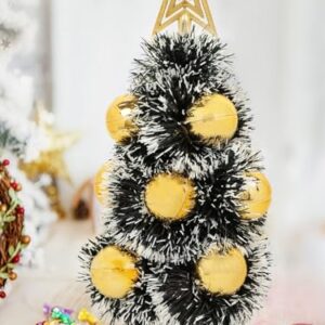 TIED RIBBONS Christmas Tree with Decoration for Table Top Office Desk Small Artificial Xmas Tree with Star Topper Ornaments Props (1 Feet) - Christmas Decorations Items for Home