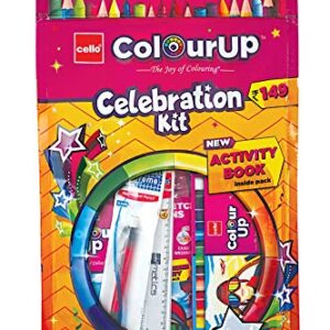 Cello ColourUp Celebration Kit|Colouring Kit includes Crayons, Sketch Pens, Coloured Pens & Activity Book|Best Gift Set for Kids Birthdays, Return Gifts & Christmas Presents