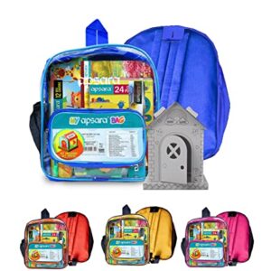 Apsara My Bag Kit, All-in-one Kit for Children, Premium 8 Color Pencils, 12 Oil Pastels, Mechano Eraser, Drawing Book, Creative Tree House Craft, Non-dust Erasers, 12 Wax Crayons, Perfect Gifting