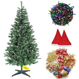 TIED RIBBONS Christmas Tree 4 Feet with Led Light 101 Decoration Ornaments Hanging Props for Table Office Artificial Xmas Tree Decor - Christmas Decorations Items for Home