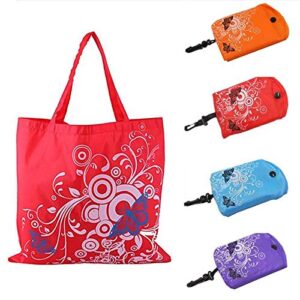 SHOPATHON INDIA Butterfly Flower Print Folding Grocery Shopping Bag - Reusable and Eco-Friendly Shoulder Bag