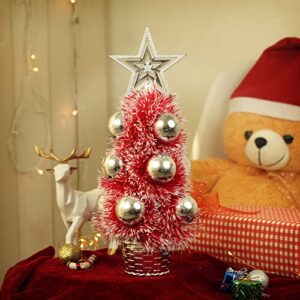 TIED RIBBONS Christmas Tree with Decoration for Table Office Desk 1 Feet Small Artificial Xmas Tree with Star Topper Decorative Ornaments Props Gifts - Christmas Decorations Items for Home