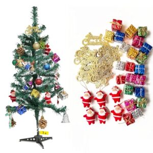 TIED RIBBONS Christmas Tree 1 Feet with 54 Decoration Ornaments Hanging Props for Table Top Office Desk Small Artificial Xmas Tree Party Decor - Christmas Decorations Items for Home