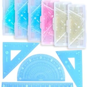 Toyshine Set of 6 Packs Protractor and Ruler Geometry kit | straight ruler, Rriangular ruler, Triangular ruler, protractor | Birthday Return Gifts, party favour