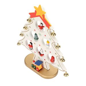 Desktop Wooden Christmas Tree Decor, Wooden Christmas Tree Wide Applicability Plane Tree Shape Safe Eco Friendly Composite Wood with 8 Bells for Parties (White)