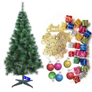 TIED RIBBONS Artificial Christmas Pine Tree 3 Feet with 54 Decoration Hanging Props Ornaments for Table Top Office Small Xmas Tree Party Decor - Christmas Decorations Items for Home