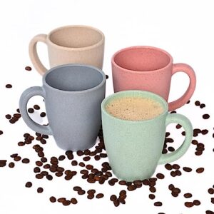 Eha Earth-Friendly Classic Coffee Mug Set of 4 | 300 ml | Made with Rice Husk & Bamboo Fibers | Microwave Safe | for Hot & Cold Coffee, Milk & Tea Cup | Matte Finish Mugs |Multicolor-Light
