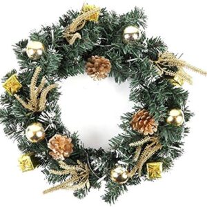 HK Balloons Artificial Christmas Wreath Flocked with Mixed Decorations Crestwood Spruce-12 inch(12 Inch Wreath-Gold)