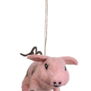 De Kulture Handmade Premium Wool Felt Lucky Pig Eco Friendly Needle Felted Christmas Xmas Tree Decoration Stuffed Ornament for Home Office Party Holiday Décor, (Set of 2)