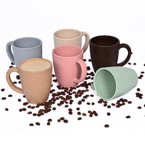 Eha Set of 6 Earth-Friendly Classic Coffee Mug | 300 ml | Made with Rice Husk & Bamboo Fibers | Microwave Safe | for Hot & Cold Coffee, Milk & Tea Cup | Matte Finish Mugs | Multicolor