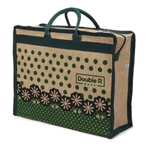 Double R Bags Eco Friendly Reusable Printed Jute Cloth Tiffin Bag For Daily Use ,Market, Grocery, Fruits & Vegetable