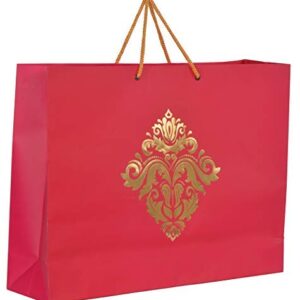 PPJ ® - WEDDING MOTIF (FOIL PRINTED) PAPER CARRY BAG, 16 Inch X 12 Inch X 4 Inch for DIWALI/WEDDING/FUNCTION/BIRTHDAY/RETURN GIFTS/CHRISTMAS (Pack of 5)