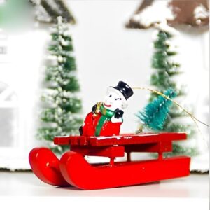 Ascension Christmas Sleigh Snowman Pendant for Tree Decoration Christmas Tree Ornaments Hanging Snowman for Xmas Tree Decoration Christmas Decor Items