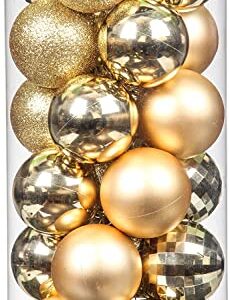 APSAMBR-Set of 24-Mini Shatterproof Christmas Balls Tree Ornaments Party Decoration,4cm/1.57'' (Gold) Christmas Balls Ornaments for Xmas Tree Christmas Tree Hanging Balls Decoration
