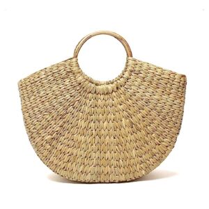 Habere India-All the Cultures Fabricating India Straw Bag | Big Tote Bag | Basket Bag | Bamboo Tote | Beach Bags for Women | Boho Bag | Kouna Bag | Women Handbags | Half Moon Bag