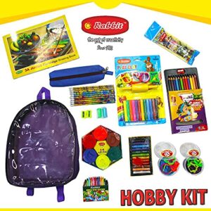 RABBIT Hobby Kit (10 Pcs in kit). Stationery and Art & Craft with Transparent Bag.